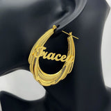 65mm Stainless Steel Bamboo Hoop Earrings for Women