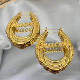 65mm Stainless Steel Bamboo Hoop Earrings for Women