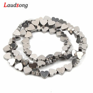 65pcs Natural Hematite Heart Stone Beads 6mm DIY Jewelry Making