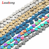 65pcs Natural Hematite Heart Stone Beads 6mm DIY Jewelry Making