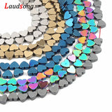 65pcs Natural Hematite Heart Stone Beads 6mm DIY Jewelry Making