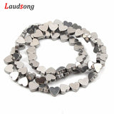 65pcs Natural Hematite Heart Stone Beads 6mm DIY Jewelry Making