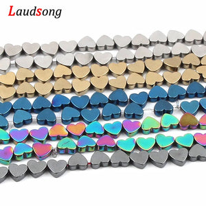 65pcs Natural Hematite Heart Stone Beads 6mm DIY Jewelry Making