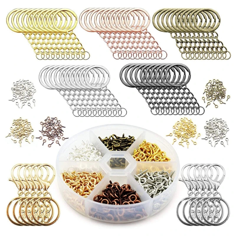 660Pcs Keychain Rings for Crafts w/ Lobster Clasp, Screw Eye Pins Hooks