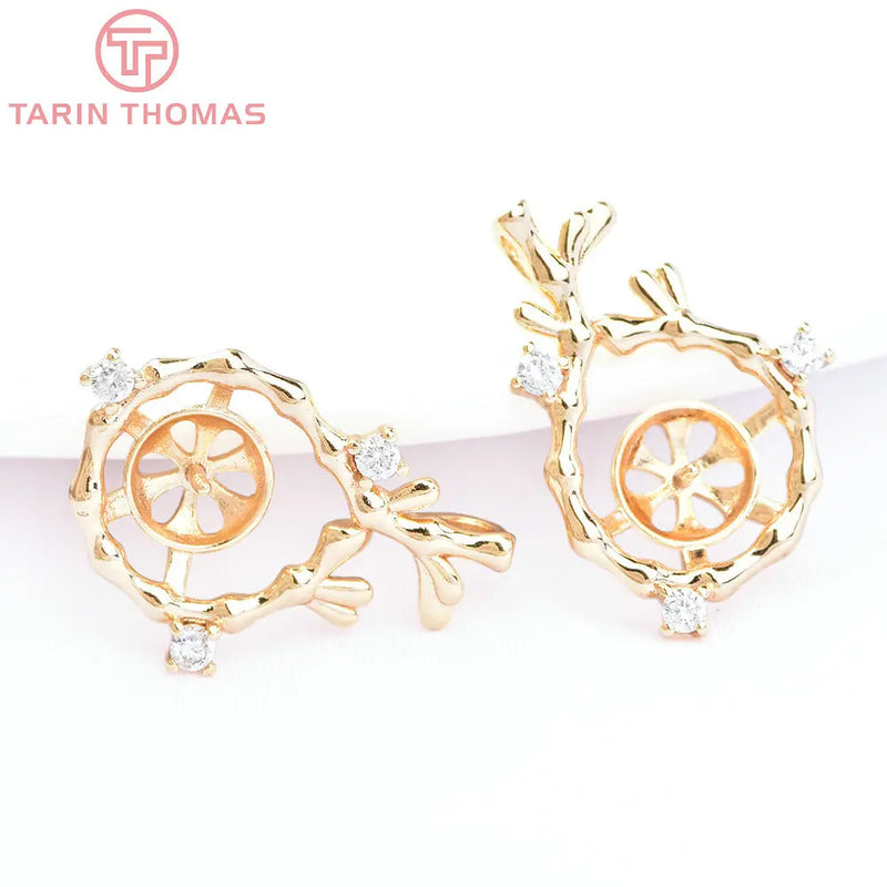 4PCS 15.5x22MM Fish Charms Pendants 24K Brass Zircon DIY Jewelry Findings