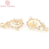 4PCS 15.5x22MM Fish Charms Pendants 24K Brass Zircon DIY Jewelry Findings