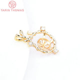 4PCS 15.5x22MM Fish Charms Pendants 24K Brass Zircon DIY Jewelry Findings