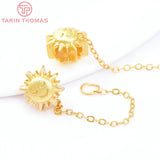 2PCS 10x11MM 24K Brass Sun Chain Charms Pendants for DIY Jewelry Making