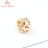 2PCS 11MM 24K Brass Zircon Spacer Beads Diy Jewelry Accessories