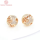 2PCS 11MM 24K Brass Zircon Spacer Beads Diy Jewelry Accessories
