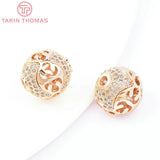 2PCS 11MM 24K Brass Zircon Spacer Beads Diy Jewelry Accessories