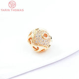 2PCS 11MM 24K Brass Zircon Spacer Beads Diy Jewelry Accessories