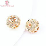 2PCS 11MM 24K Brass Zircon Spacer Beads Diy Jewelry Accessories