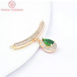 Water Droplet Charms Pendants 24K Brass Zircon High Jewelry Findings