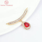 Water Droplet Charms Pendants 24K Brass Zircon High Jewelry Findings