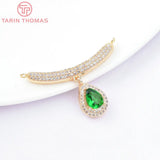 Water Droplet Charms Pendants 24K Brass Zircon High Jewelry Findings