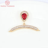 Water Droplet Charms Pendants 24K Brass Zircon High Jewelry Findings