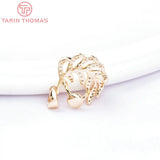 2PCS 13.5x15MM 24K Brass Zircon Leaf Charms Pendants DIY Jewelry Findings