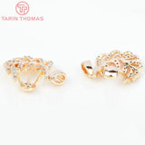 2PCS 13.5x15MM 24K Brass Zircon Leaf Charms Pendants DIY Jewelry Findings