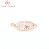 2PCS 10x24MM 24K Brass Zircon Leafs Charms Pendants DIY Jewelry Making