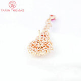 2PCS 18x52MM 24K Brass Flower Stud Earrings DIY Jewelry Findings