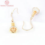 2PCS 8x13MM 24K Brass Zircon Earring Hooks DIY Jewellery Accessories