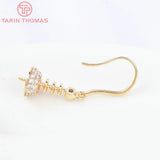 2PCS 8x13MM 24K Brass Zircon Earring Hooks DIY Jewellery Accessories