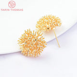 6PCS 18x16MM 24K Plated Brass Dandelion Stud Earrings