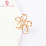 4PCS Brass Zircon Flower Stud Earrings DIY Jewelry Findings