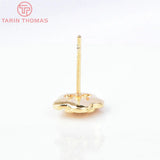6PCS 9MM 24K Brass Flower Stud Earrings DIY Jewelry Findings Accessories