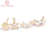 10PCS 24K Brass Zircon Charms Pendants for DIY Jewelry Making