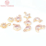 10PCS 24K Brass Zircon Charms Pendants for DIY Jewelry Making