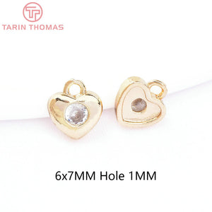 10PCS 24K Brass Zircon Charms Pendants for DIY Jewelry Making