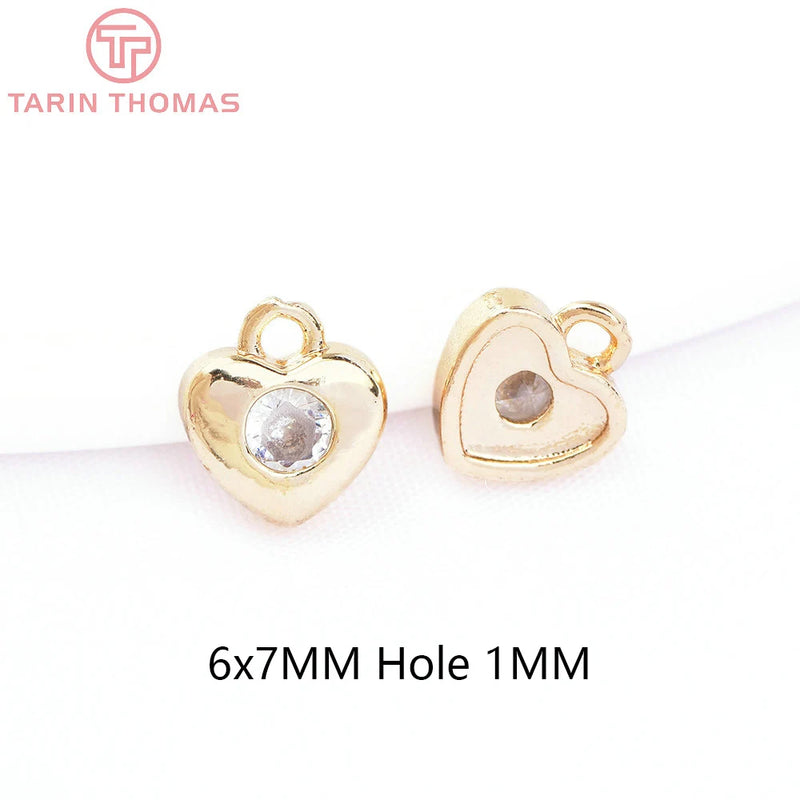 10PCS 24K Brass Zircon Charms Pendants for DIY Jewelry Making