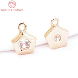 10PCS 24K Brass Zircon Charms Pendants for DIY Jewelry Making