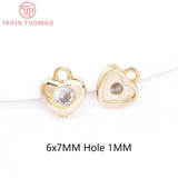 10PCS 24K Brass Zircon Charms Pendants for DIY Jewelry Making