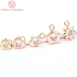 10PCS 24K Brass Zircon Charms Pendants for DIY Jewelry Making