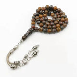 66 Beads Natural IRON TIGER EYE Tasbih Muslim Rosary Misbaha Prayer Beads