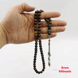 66 Beads Natural IRON TIGER EYE Tasbih Muslim Rosary Misbaha Prayer Beads