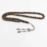 66 Beads Natural IRON TIGER EYE Tasbih Muslim Rosary Misbaha Prayer Beads