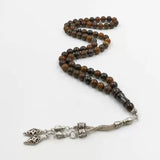 66 Beads Natural IRON TIGER EYE Tasbih Muslim Rosary Misbaha Prayer Beads