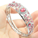 Deluxe Pink Rhodolite Garnet Tanzanite CZ Bangle Bracelet