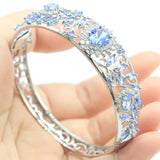 Deluxe Pink Rhodolite Garnet Tanzanite CZ Bangle Bracelet