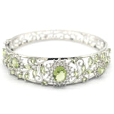 Green Amethyst CZ Silver Bangle Bracelet 7.5in