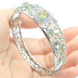 Green Amethyst CZ Silver Bangle Bracelet 7.5in