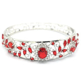 24.3g Red Blood Ruby CZ Women Silver Bangle Bracelet 7.5inch