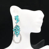 Eye Catching Aquamarine CZ Silver Earrings Drop