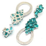 Eye Catching Aquamarine CZ Silver Earrings Drop