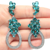Eye Catching Aquamarine CZ Silver Earrings Drop