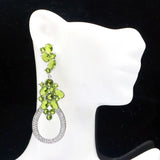 Eye Catching Green Peridot Tanzanite CZ Silver Earrings